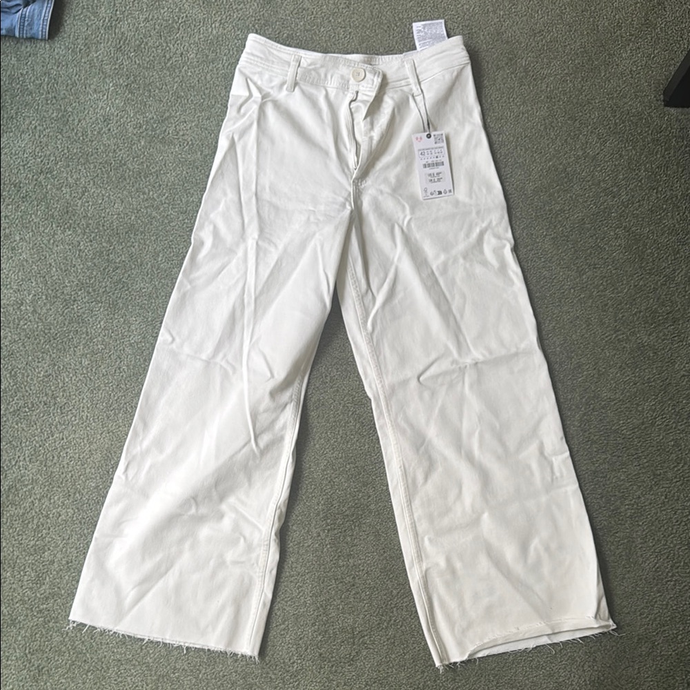 Zara marine straight White Wide-Leg Jeans